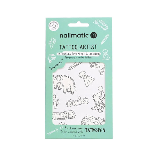 Temporary Coloring Tattoos - Dinosaurs packaging front